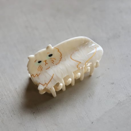 ククシュゼット 正規商品 ヘア アクセ クリップ かわいい 猫 フランス Coucou Suzette ペルシャ ネコ ヘア クロー ホワイト(persiancatclaw)
