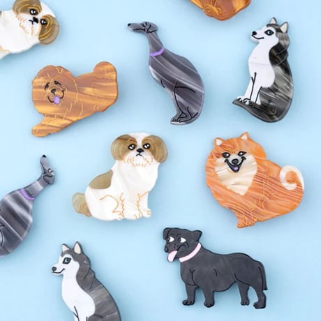ククシュゼット 正規商品 ヘアアクセ クリップ ピン ヘアピン 犬 フランス Coucou Suzette シーズー ヘア クリップ ホワイト× ベージュ (shihtzuclip)