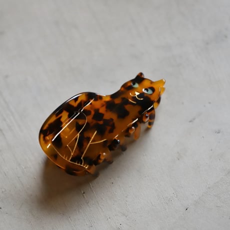 ククシュゼット 正規商品 ヘア アクセ クリップ かわいい 猫 黒猫 フランス Coucou Suzette ベンガル キャット ヘア クロー ブラウン べっ甲模様(bengalcatclaw)