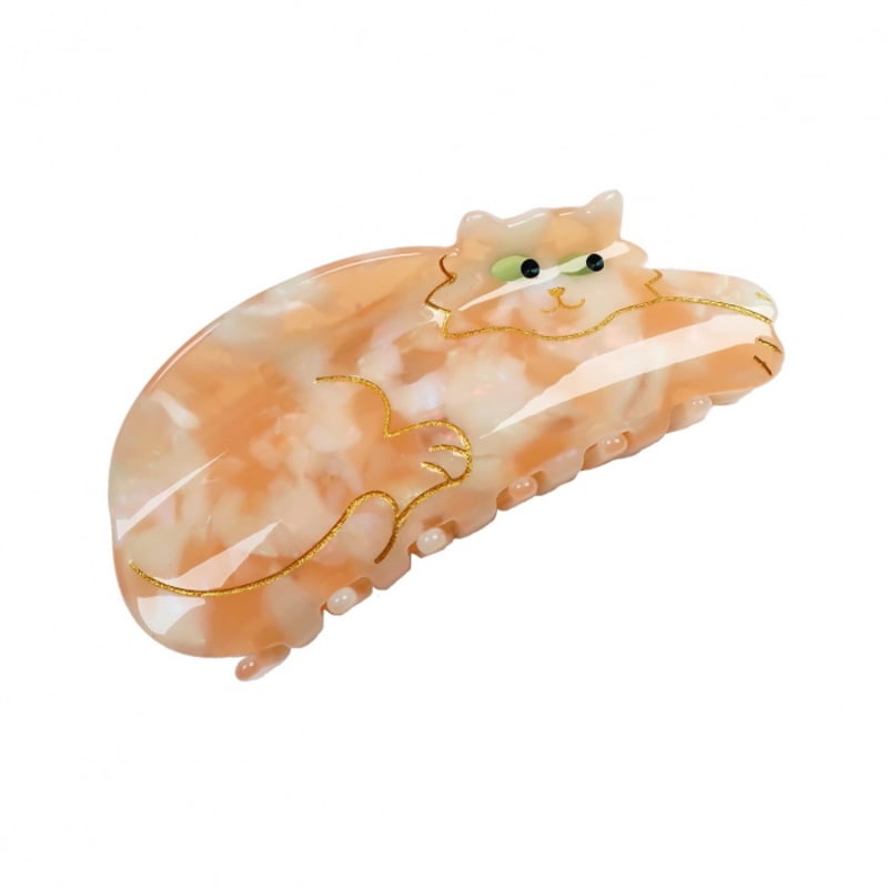 ククシュゼット 正規商品 ヘア アクセ クリップ かわいい 猫 トラ猫 茶