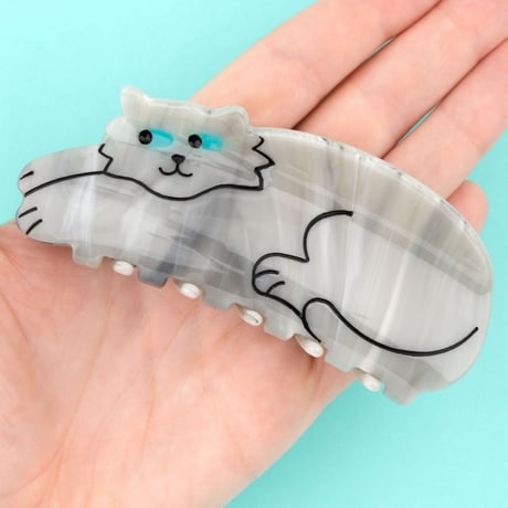 ククシュゼット 正規商品 ヘア アクセ クリップ かわいい 猫 フランス Coucou Suzette  グレー キャット ヘア クロー グレー(grcatclaw)
