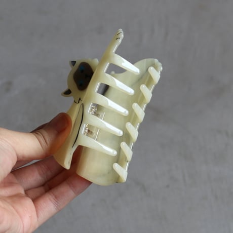 ククシュゼット 正規商品 ヘア アクセ クリップ かわいい 猫 シャム フランス Coucou Suzette  シャム猫 ヘア クロー ホワイト(siameseclaw)