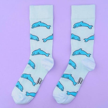 ククシュゼット 正規商品 靴下 レディース イルカ フランス ギフト おしゃれ 海 動物 かわいい Coucou Suzette ドルフィン ソックス Dolphin Socks ミント Mint