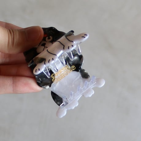 ククシュゼット 正規商品 ヘア アクセ クリップ 犬 キャバリア ヘア クロー ホワイト×ブラック (cavalierclaw)
