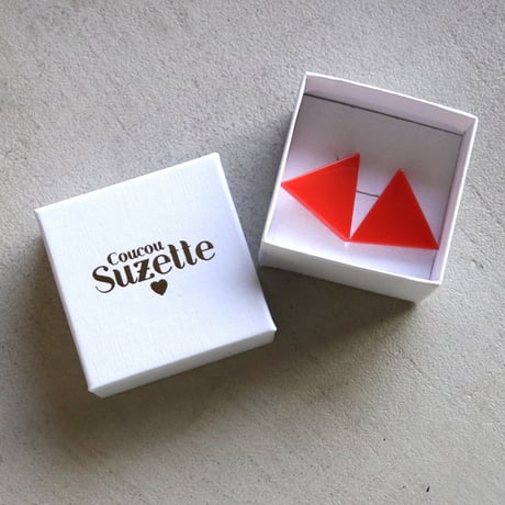 ククシュゼット 正規商品 ピアス 2個売り 両耳用 レトロ 大ぶり フランス 三角形 トライアングル イヤリング オレンジ (triangleear)