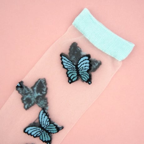 Coucou Suzett / ブルー バタフライ シアー ソックス / blbutterflyshsocks