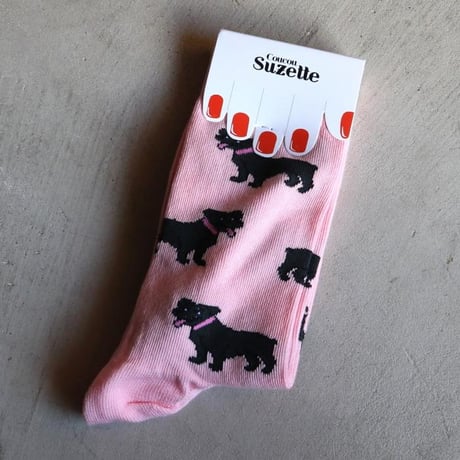 ククシュゼット 正規商品 靴下 レディース おしゃれ かわいい 犬 ギフト フランス Coucou Suzette スタッフィー ソックス Staffy Socks ピンク Pink