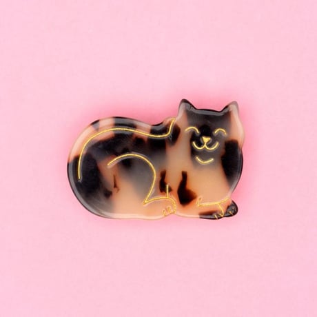 ククシュゼット 正規商品 ヘア アクセ ピン 猫 トラネコ Coucou Suzette タビー キャット ヘア クリップ ベージュ系 べっ甲模様(tabbycatclip)