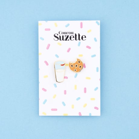 ククシュゼット 正規商品 ピンバッジ ブローチ かわいい おしゃれ フランス 個性的 Coucou Suzette クッキー ミルク ピン 2個セット (cookiemilkpins)