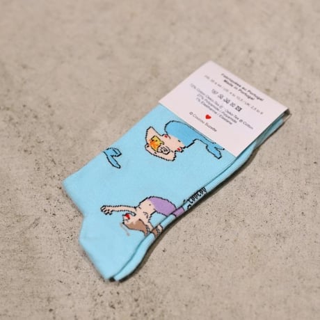 ククシュゼット 正規商品 靴下 レディース かわいい 海 夏 人魚 個性的 クルー丈 Coucou Suzette マーメイド ソックス Mermaids Socks スカイブルー Sky Blue