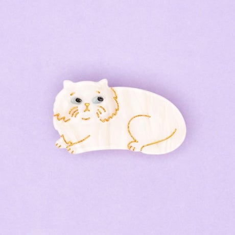 ククシュゼット 正規商品 ヘアアクセ クリップ ピン 猫 ヘアピン フランス Coucou Suzette ペルシャ ネコ ヘア クリップ ホワイト (persiancatclip)