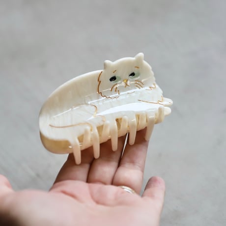 ククシュゼット 正規商品 ヘア アクセ クリップ かわいい 猫 フランス Coucou Suzette ペルシャ ネコ ヘア クロー ホワイト(persiancatclaw)