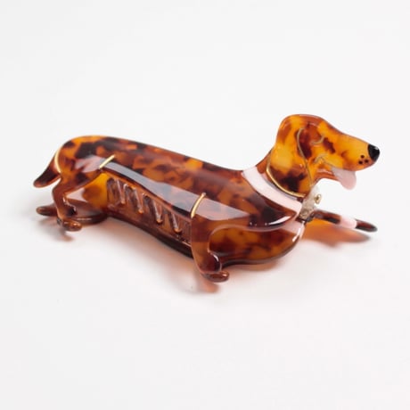 ククシュゼット 正規商品 ヘア アクセ クリップ 犬 ダックスフンド ヘア クロー ブラウン (dachshundclaw)