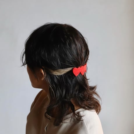 ククシュゼット 正規商品 ヘア アクセ クリップ バレッタ Coucou Suzette ハート フレンチ バレッタ レッド  (heartbarrette)