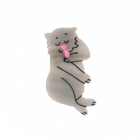 ククシュゼット 正規商品 ヘアアクセ クリップ ピン 猫 ヘアピン フランス Coucou Suzette グレー キャット ヘア クリップ グレー (grcatclip)