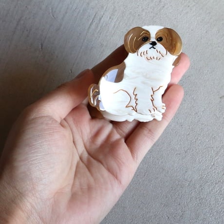 ククシュゼット 正規商品 ヘア アクセ クリップ 犬 Coucou Suzette  シーズー ヘア クロー ホワイト×ベージュ( shihtzuclaw)