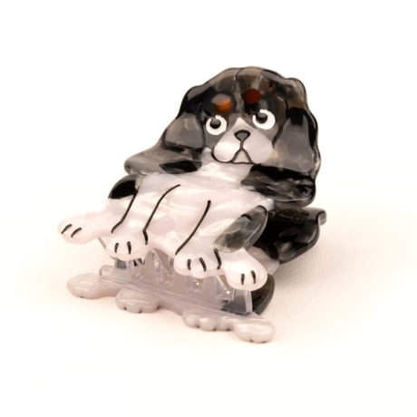 ククシュゼット 正規商品 ヘア アクセ クリップ 犬 キャバリア ヘア クロー ホワイト×ブラック (cavalierclaw)