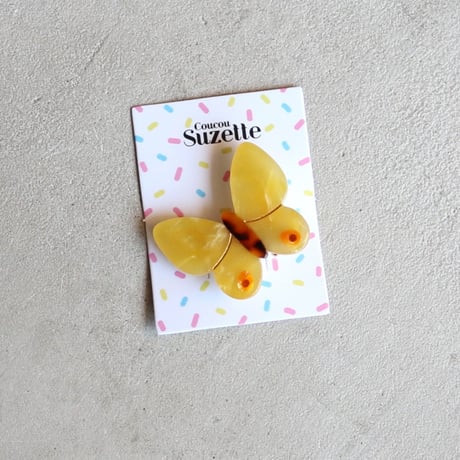 ククシュゼット 正規商品 アクセ ピン クリップ 虫 かわいい ギフト Coucou Suzette 黄色 蝶 ヘア クリップ  イエロー(yebutterflyclip)