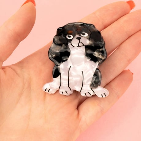 ククシュゼット 正規商品 ヘア アクセ クリップ 犬 キャバリア ヘア クロー ホワイト×ブラック (cavalierclaw)