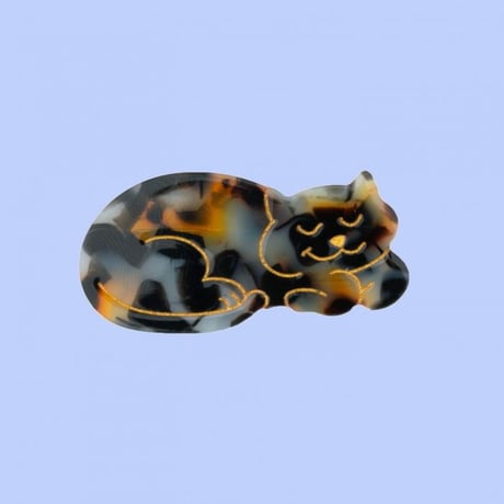 ククシュゼット 正規商品 ヘアアクセ クリップ ピン 猫 サビ猫 ヘアピン フランス Coucou Suzette トータスシェル キャット ヘア クリップ ブラウン (shellcatclip)