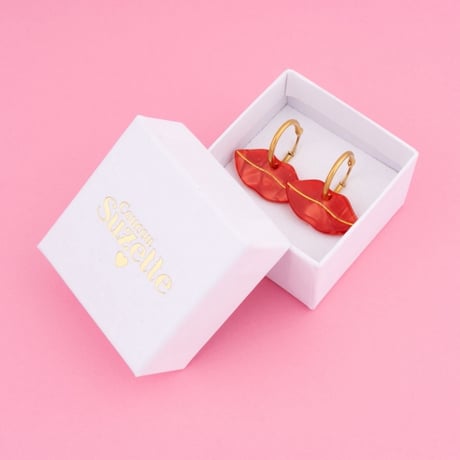 ククシュゼット 正規商品 ピアス レディース 2個売り 両耳用 リップ 唇 かわいい フランス リップ イヤリング レッド ( lipear)