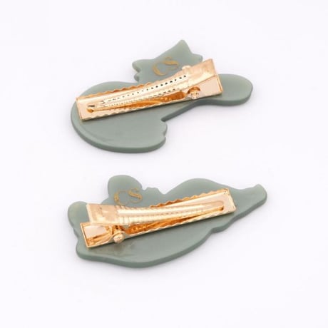 ククシュゼット 正規商品 ヘアアクセ クリップ ピン かわいい Coucou Suzette ネズミ&猫 ヘア クリップ グレー Grey 2個セット(mandcatclip)