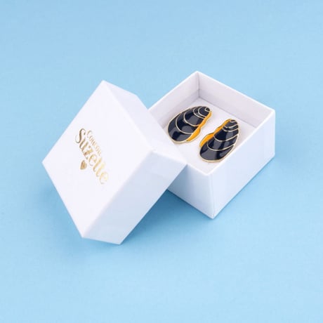 ククシュゼット 正規商品 ピアス レディース 2個売り 両耳用 個性的 かわいい おしゃれ フランス ムール貝 イヤリング ブラック ( musselear)