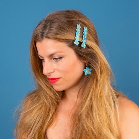 ククシュゼット 正規商品 ヘアアクセ クリップ ピン ヘアピン 花 フランス Coucou Suzette 忘れな草 ヘア クリップ ブルー(fmnclip)