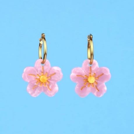 ククシュゼット 正規商品 ピアス レディース 両耳用 桜 花 かわいい フランス サクラ イヤリング ピンク (sakuraear)