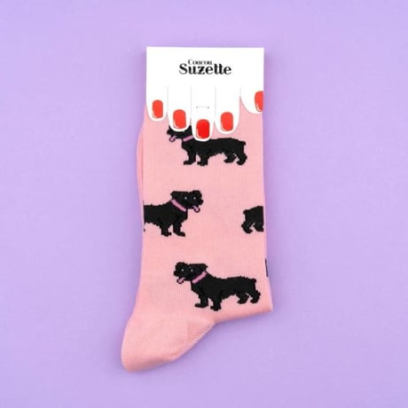 ククシュゼット 正規商品 靴下 レディース おしゃれ かわいい 犬 ギフト フランス Coucou Suzette スタッフィー ソックス Staffy Socks ピンク Pink
