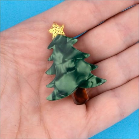 ククシュゼット 正規商品 ヘア アクセ かわいい ギフト フランス Coucou Suzette クリスマス ツリー ヘアクリップ グリーン(christmastreeclip)
