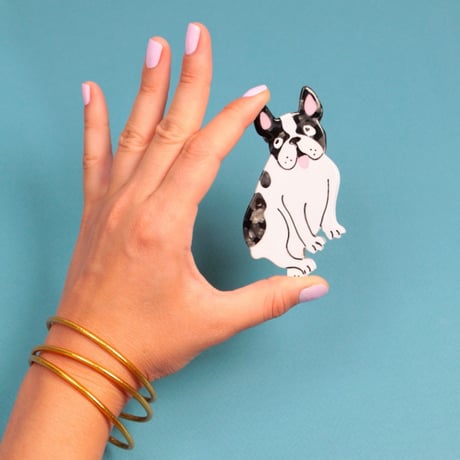 ククシュゼット 正規商品 ヘア アクセ クリップ 犬 かわいい Coucou Suzette ブルドッグ ヘア クロー ホワイト×ブラック(bulldogclaw)