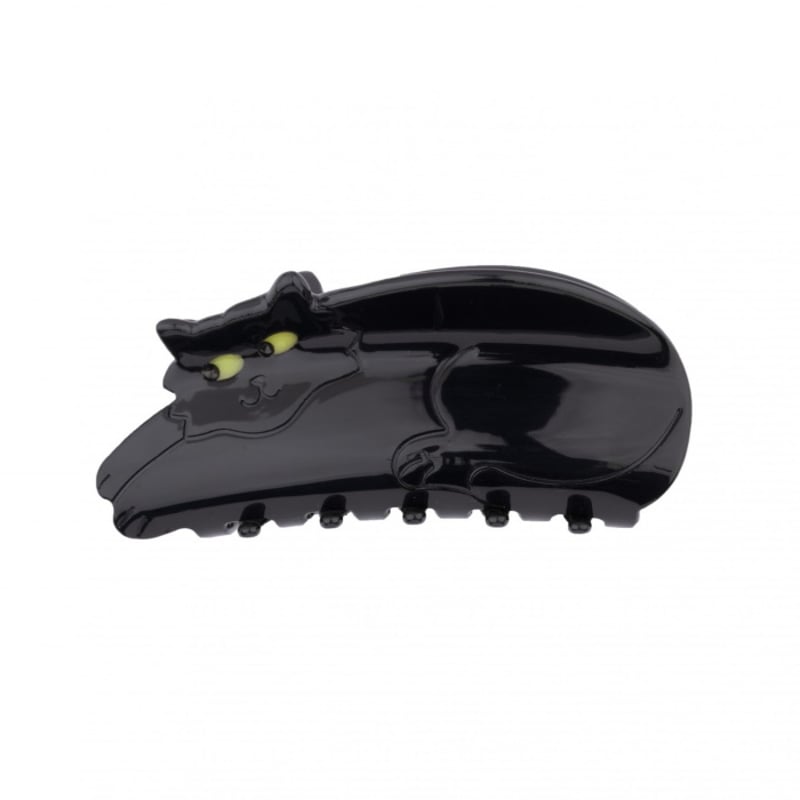 【美品】レザー セットアップジップデザイン 黒猫アニマル 5点セット ククシュゼット 正規商品 ヘア アクセ クリップ かわいい 猫 黒