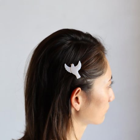 ククシュゼット 正規商品 ヘア アクセ クリップ ピン ヘアピン かわいい 鳥 フランス Coucou Suzette ハト ヘア クリップ  ホワイト(doveclip)