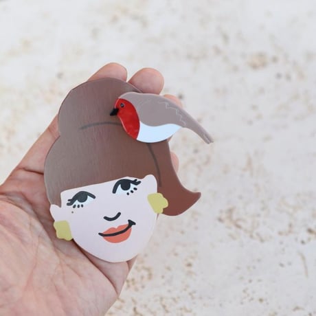 ククシュゼット 正規商品 ヘア アクセ クリップ ピン ヘアピン かわいい 鳥 ウグイス フランス Coucou Suzette コマドリ ヘア クリップ レッド×ベージュ(robinclip)