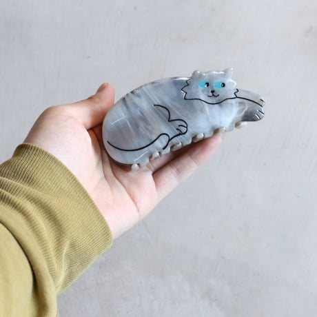 ククシュゼット 正規商品 ヘア アクセ クリップ かわいい 猫 フランス Coucou Suzette  グレー キャット ヘア クロー グレー(grcatclaw)