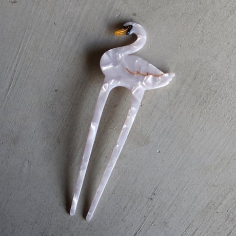 ククシュゼット 正規商品 かんざし ヘアコーム アクセ 鳥 個性的 おしゃれ Coucou Suzette 白鳥 ヘア スティック Swan Hair Stick ホワイト White
