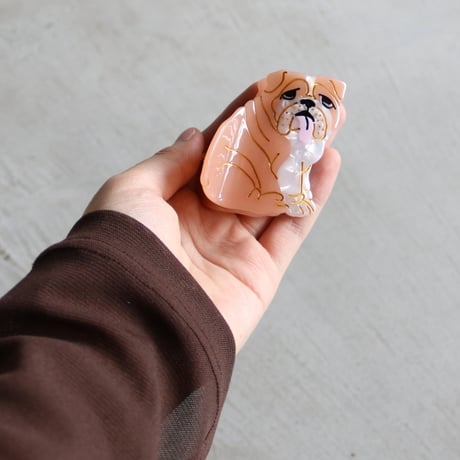 ククシュゼット 正規商品 ヘア アクセ クリップ 犬 イングリッシュブルドッグ ヘア クロー ベージュ (enbulldogclaw)
