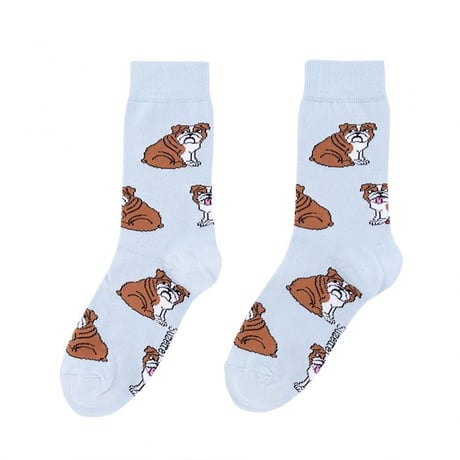 ククシュゼット 正規商品 靴下 レディース かわいい 犬 クルー丈 Coucou Suzette イングリッシュ ブルドッグ ソックス スカイブルー(enbulldogsocks)