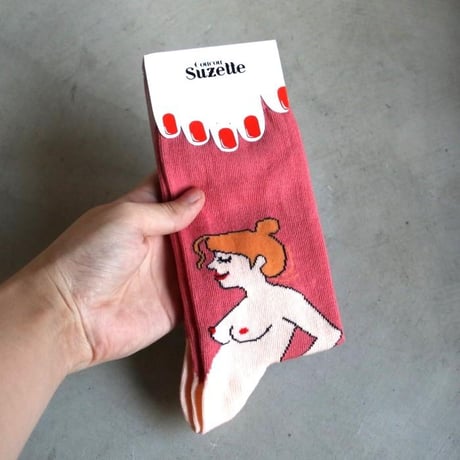 ククシュゼット 正規商品 靴下  ベビーシャワー  クルー丈 Coucou Suzette 赤髪 妊婦 ソックス Redhead Pregnant Woman Socks ピンク 0件の商品レビュー
