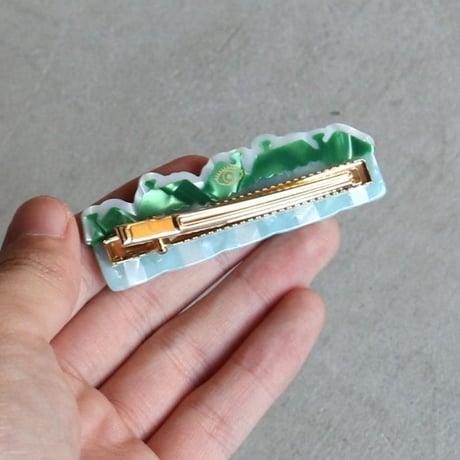 ククシュゼット 正規商品 ヘア アクセ ピン 新作 冬 クリスマス 雪 Coucou Suzette スノータウン 5連 ヘア クリップ グリーン×水色(snowytownclip)