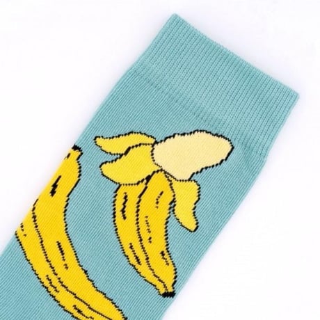 ククシュゼット 正規商品 靴下 レディース かわいい フルーツ フランス クルー丈 Coucou Suzette バナナ ソックス Banana Socks ブルー Light Blue