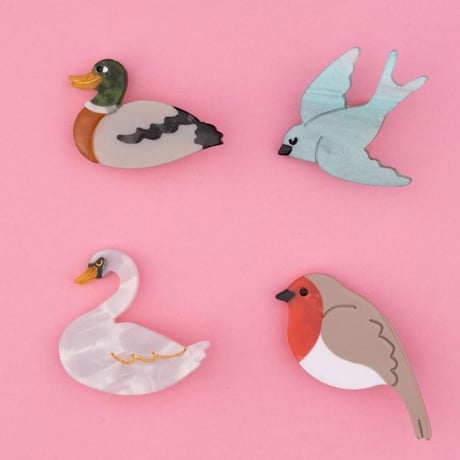 ククシュゼット 正規商品 ヘア アクセ クリップ ピン ヘアピン かわいい 鳥 ウグイス フランス Coucou Suzette コマドリ ヘア クリップ レッド×ベージュ(robinclip)