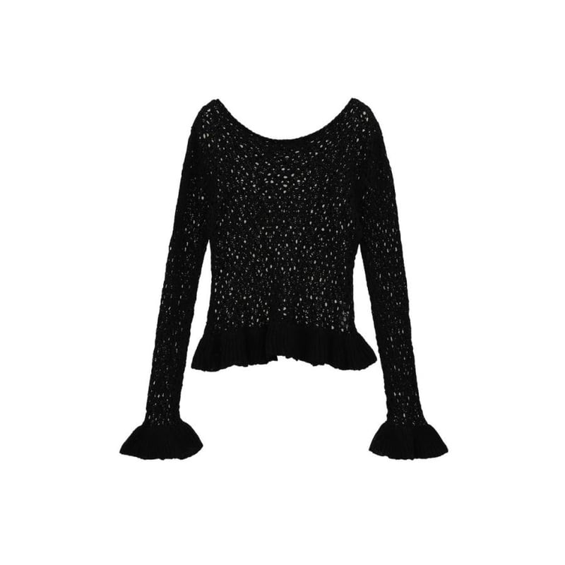 カットソー(長袖+七分) clane  BOAT NECK CROCHET KNIT TOPS CLANE / BOAT NECK CROCHET KNIT TOPS / 18106201