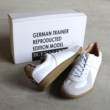 ジャーマントレーナー スニーカー ブエナビスタ エディションモデル GERMAN TRAINER レースアップ レザー スニーカー パイソン×ホワイト  2024春夏新作(42142)