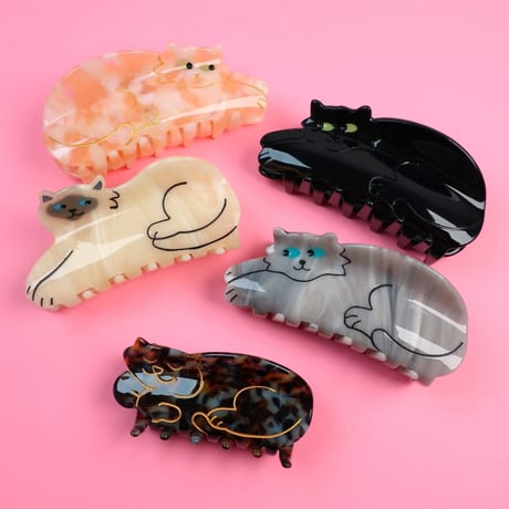 ククシュゼット 正規商品 ヘア アクセ クリップ かわいい 猫 トラ猫 茶トラ フランス Coucou Suzette ジンジャー キャット ヘア クロー ベージュ系 (gicatclaw)