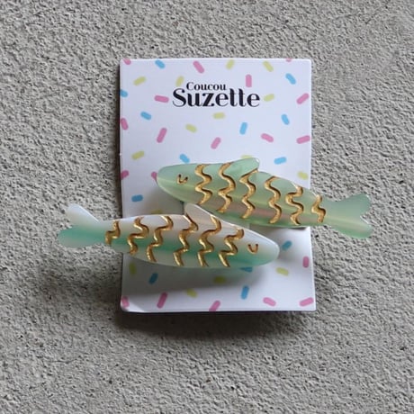 ククシュゼット 正規商品 ヘア アクセ ピン かわいい 海 魚 フランス Coucou Suzette イワシ クリップ セット(sardinesclip)