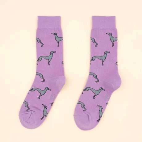 ククシュゼット 正規商品 靴下 レディース おしゃれ かわいい 犬 ギフト フランス Coucou Suzette ウィペット ソックス Whippet Socks パープル Purple