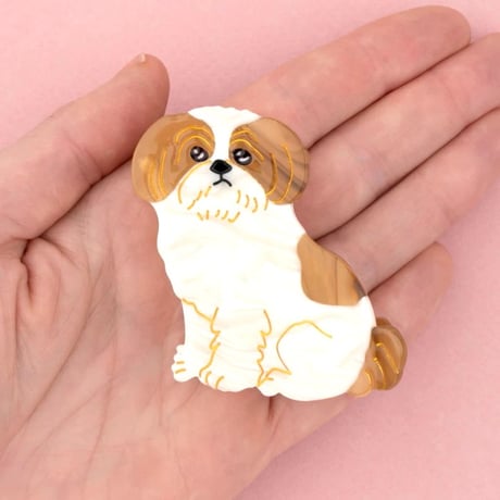 ククシュゼット 正規商品 ヘア アクセ クリップ 犬 Coucou Suzette  シーズー ヘア クロー ホワイト×ベージュ( shihtzuclaw)