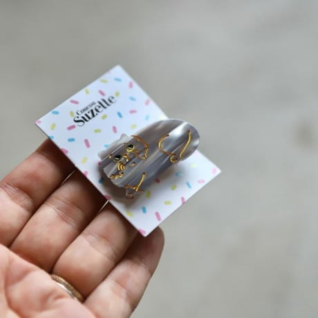 ククシュゼット 正規商品 ヘアアクセ クリップ ピン 猫 ヘアピン フランス Coucou Suzette シュゼット ペルシャ ネコ ヘア クリップ グレー(suzettecatclip)